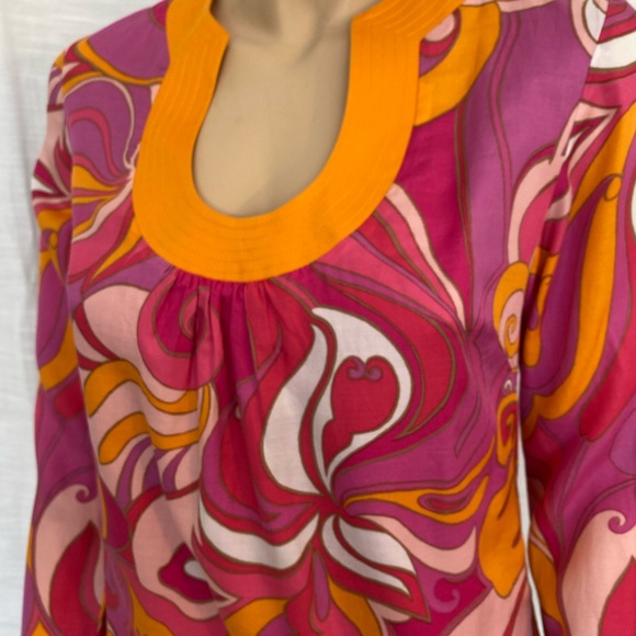 Trina Turk Dress Bonita Pink & Orange Mod Print Size 6 Excellent Condition - Picture 9 of 12